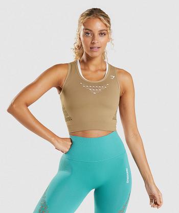 Przycięte Topy Damskie Gymshark Energy Seamless Brązowe | PL 2668SGL